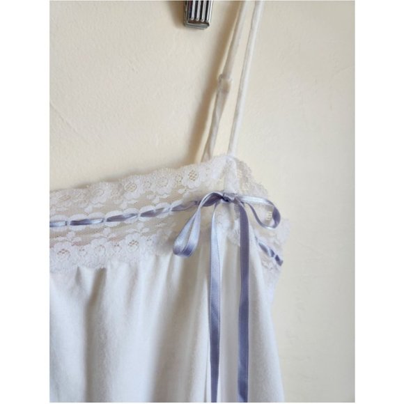 Victoria's Secret 100% cotton sleep nite night gown ribbon lace white sexy cute - Picture 2 of 8